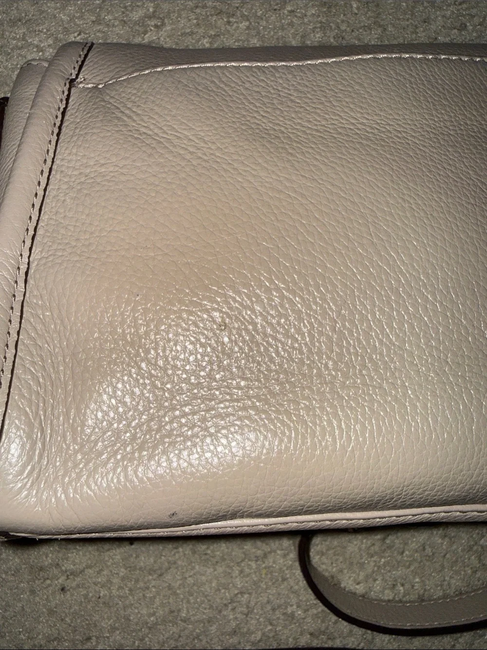 Michael Kors Pebble Leather Crossbody in Taupe with Gold MK Logo